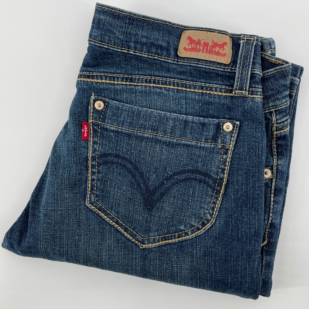Levis 524 Too Superlow Jeans Womens 11M Medium Wash Slim Straight Denim